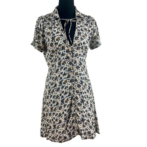 Free People Dresses & Skirts - Free People Floral Mini Dress Sz 2 Button Front Flowy Boho Romantic Melody EUC